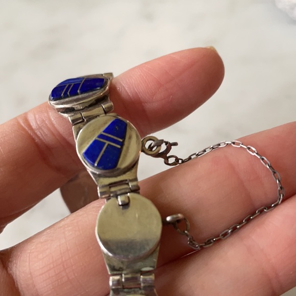 Navajo Native American Vintage Zora Joe and Rick Tolino Lapis Link Bracelet - Picture 15 of 16